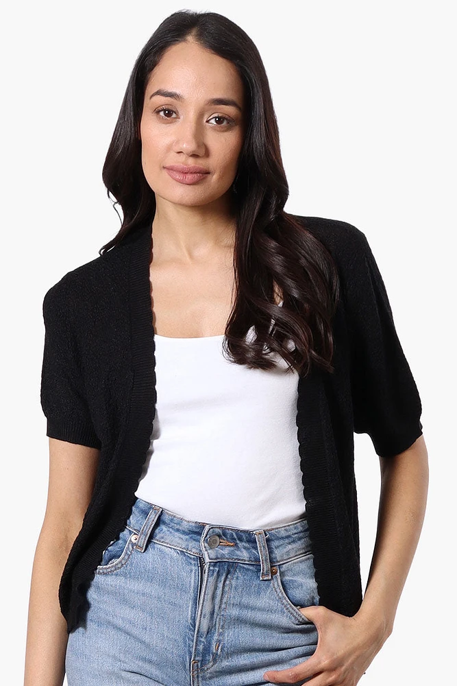 Beechers Brook Textured Open Shrug Cardigan - Black