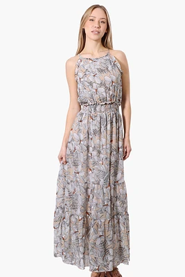Limite Floral Smocked Waist Maxi Dress - Beige