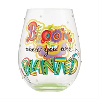 Stemless Bloom Where Planted Wine Glass