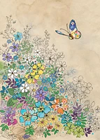 Paper and Foil – Flower and butterfly Greeting Card