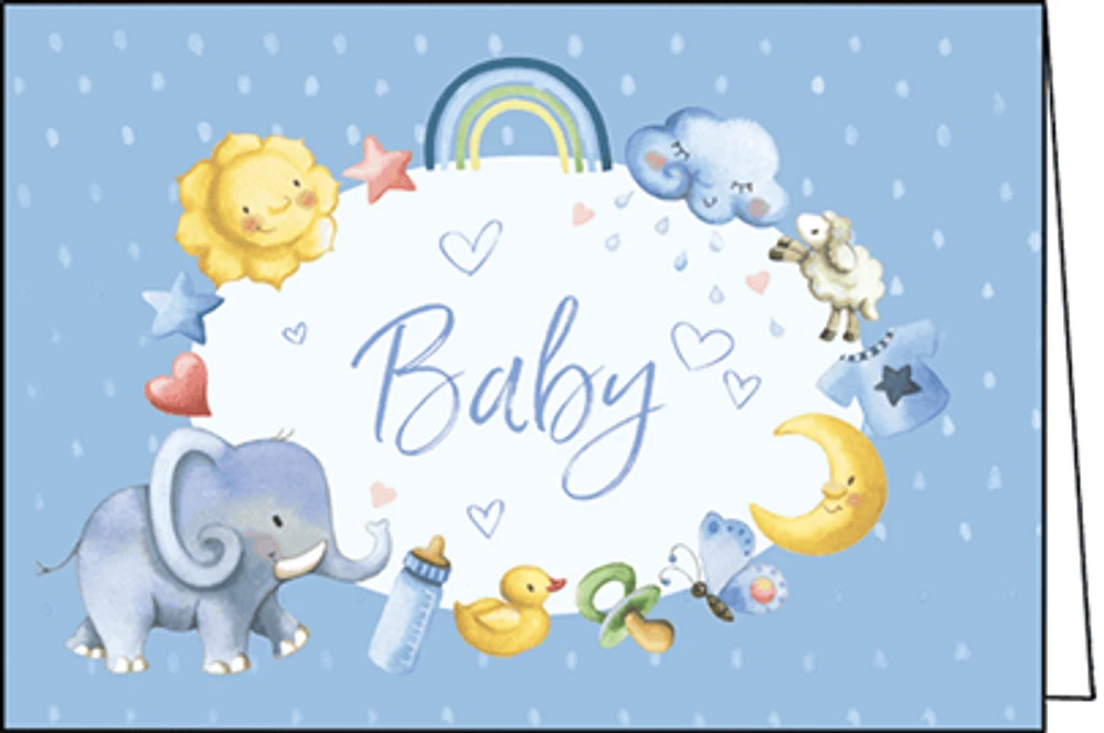 Blue Baby Card with Elephant