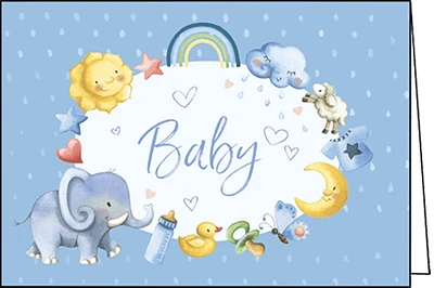 Blue Baby Card with Elephant