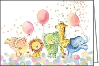 Animals with Balloons - Child's Birthday Card