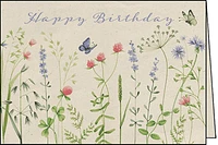 Happy Birthday with Flowers and Butterflies Card
