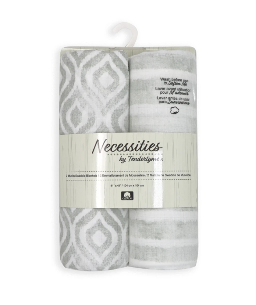 2 Pack Muslin Swaddle Blankets: Watercolour