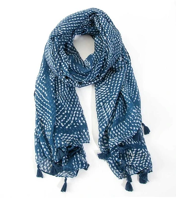 Blue Scarf with Tassels