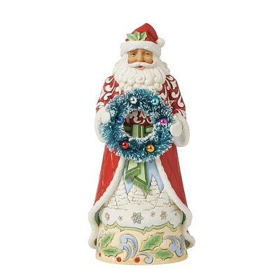 Santa with Wreath Figurine