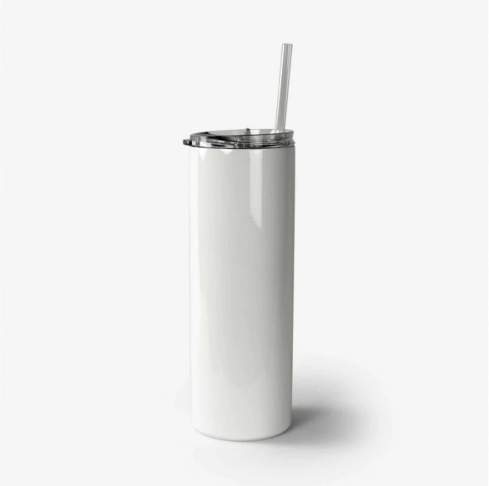 White Skinny Stainless Steel Tumbler