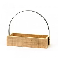 RECLAIMED WOOD TRAY WITH TALL METAL HANDLE
