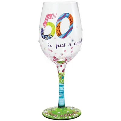 "50 is Just a Number" Wine Glass