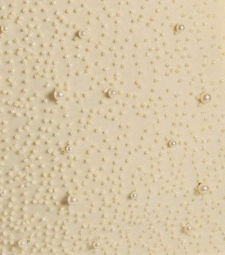 Guinevere Beaded Cowl Halter Mini Dress