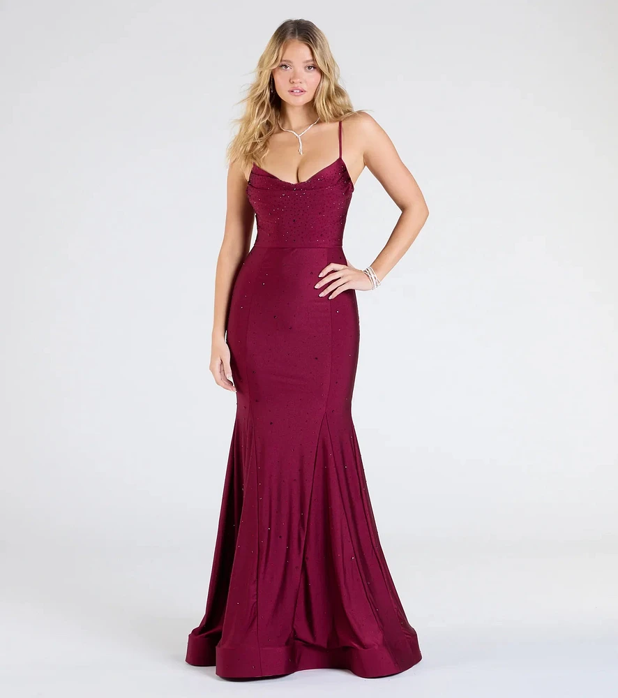 Marva Lace-Up Rhinestone Mermaid Formal Dress
