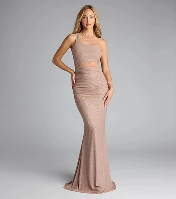 Giselle One-Shoulder Mermaid Glitter Formal Dress