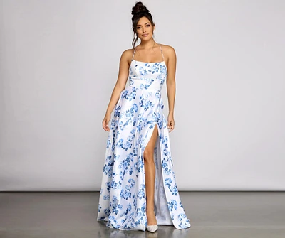 Lindsey Formal Floral High-Slit Dress