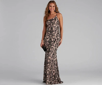 Jasmine One-Shoulder Sequin Mermaid Dress