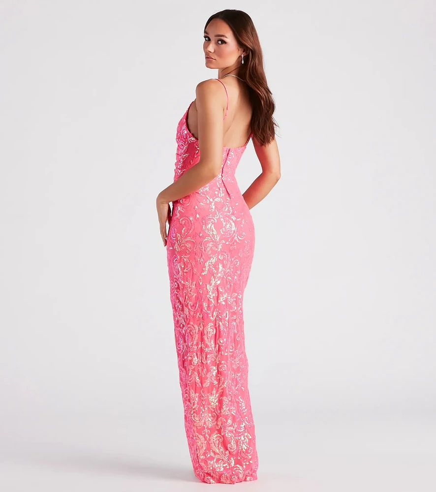 Emery Formal Wrap Sequin Dress