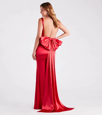 Dianna Formal Satin Bow Mermaid Dress