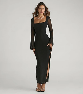 Becka Formal Mesh High Slit Column Dress
