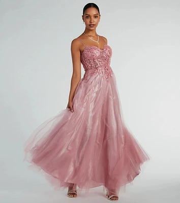 Aila Sweetheart Beaded A-Line Glitter Formal Dress