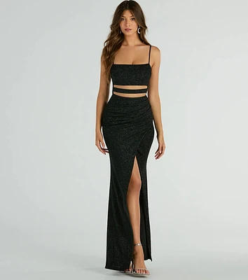 Candice Cutout Strappy Mermaid Glitter Formal Dress