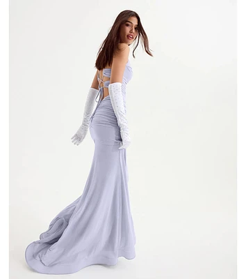 Leslie Lace-Up Mermaid Glitter Formal Dress