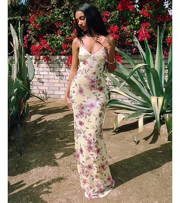 Sierra Lace-Up Floral Sequin Formal Dress