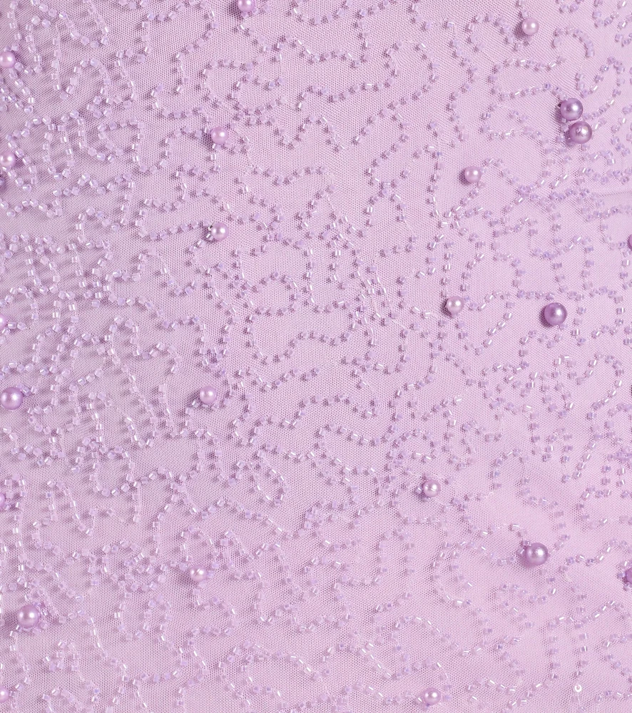 Marlene Lace-Up Mermaid Beaded Pearl Formal Dress