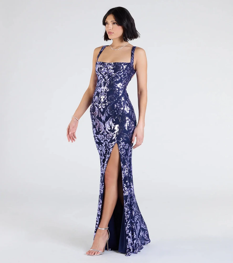 Moira Lace-Up Sequin Formal Dress
