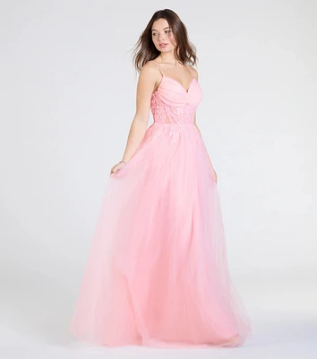 Alia Sequin Applique A-Line Tulle Formal Dress