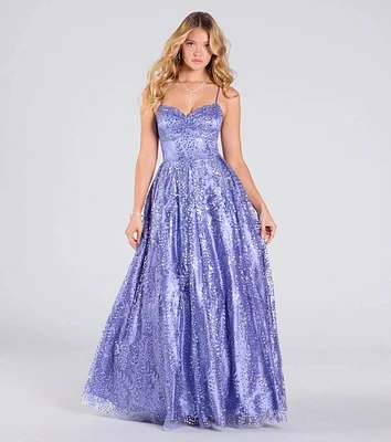 Elsie Glitter Tulle Lace-Up Ball Gown