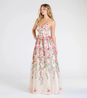 Felicity Lace-Up A-Line Floral Tulle Ball Gown