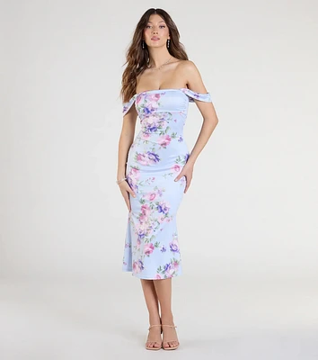 Special Something Off-The-Shoulder Floral Midi Dress