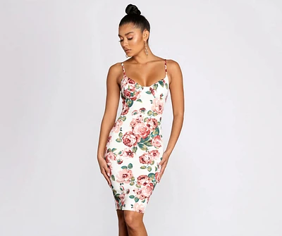 Floral Persuasion Sweetheart Midi Dress