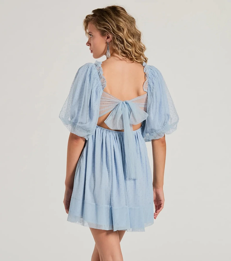 Whimsical Muse Chiffon Swiss Dot Skater Dress