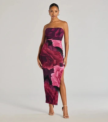 Floral Passion Sleeveless Lace-Up Maxi Dress