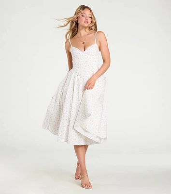 Dream Of Me Corset Lace-Up Floral Midi Dress