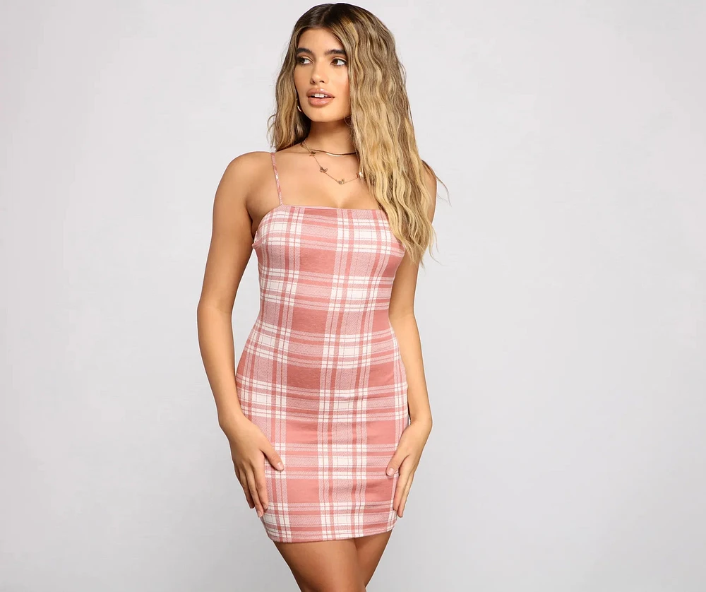 Pep It Up Plaid Mini Dress
