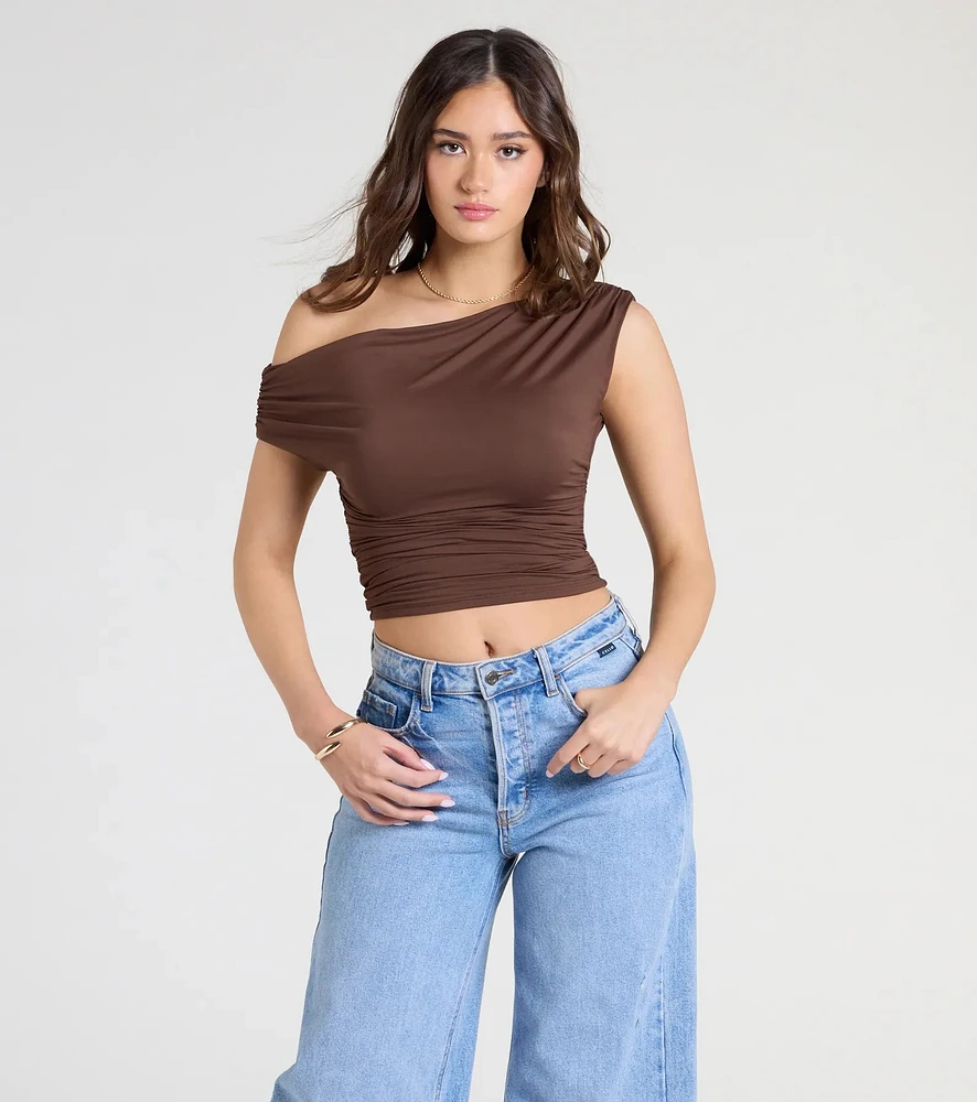 Flirty Style One Shoulder Crop Top
