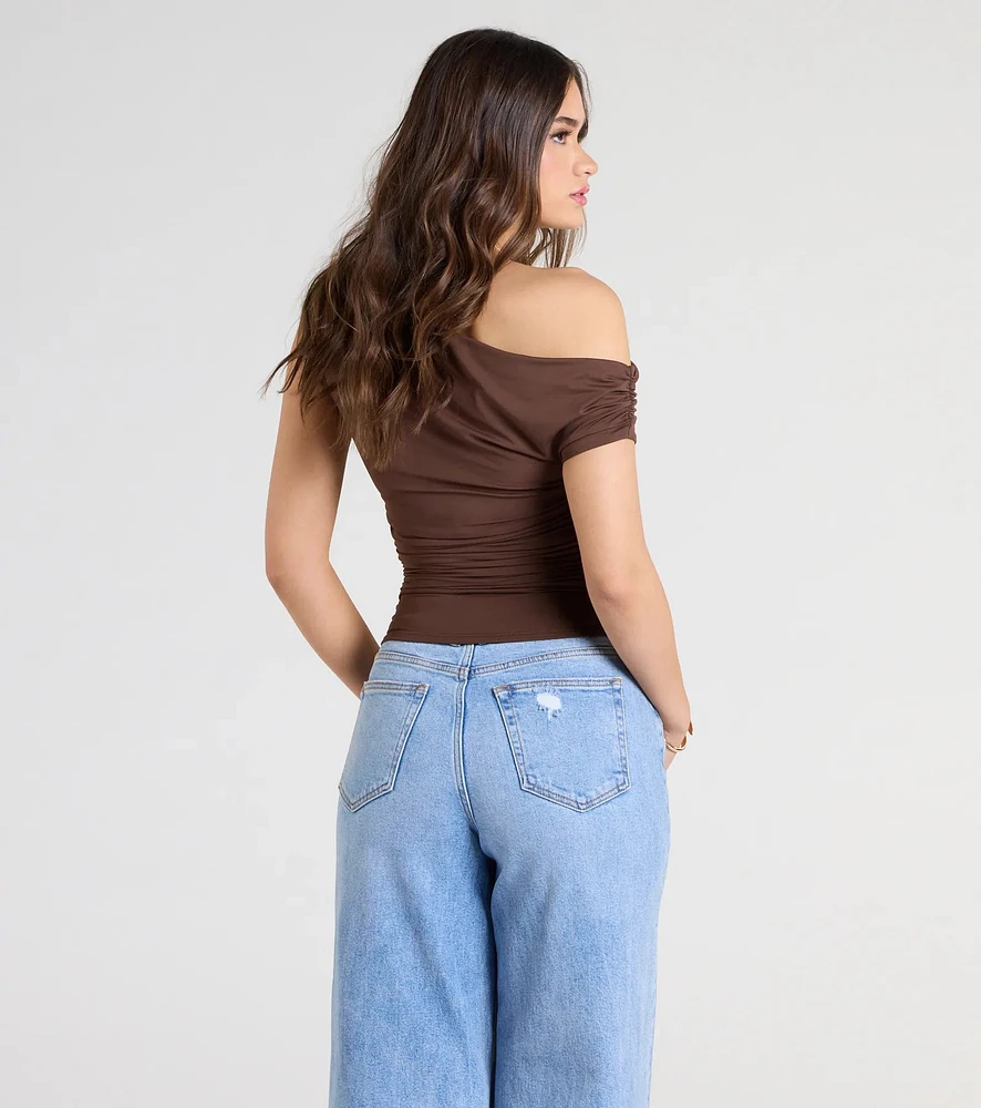 Flirty Style One Shoulder Crop Top