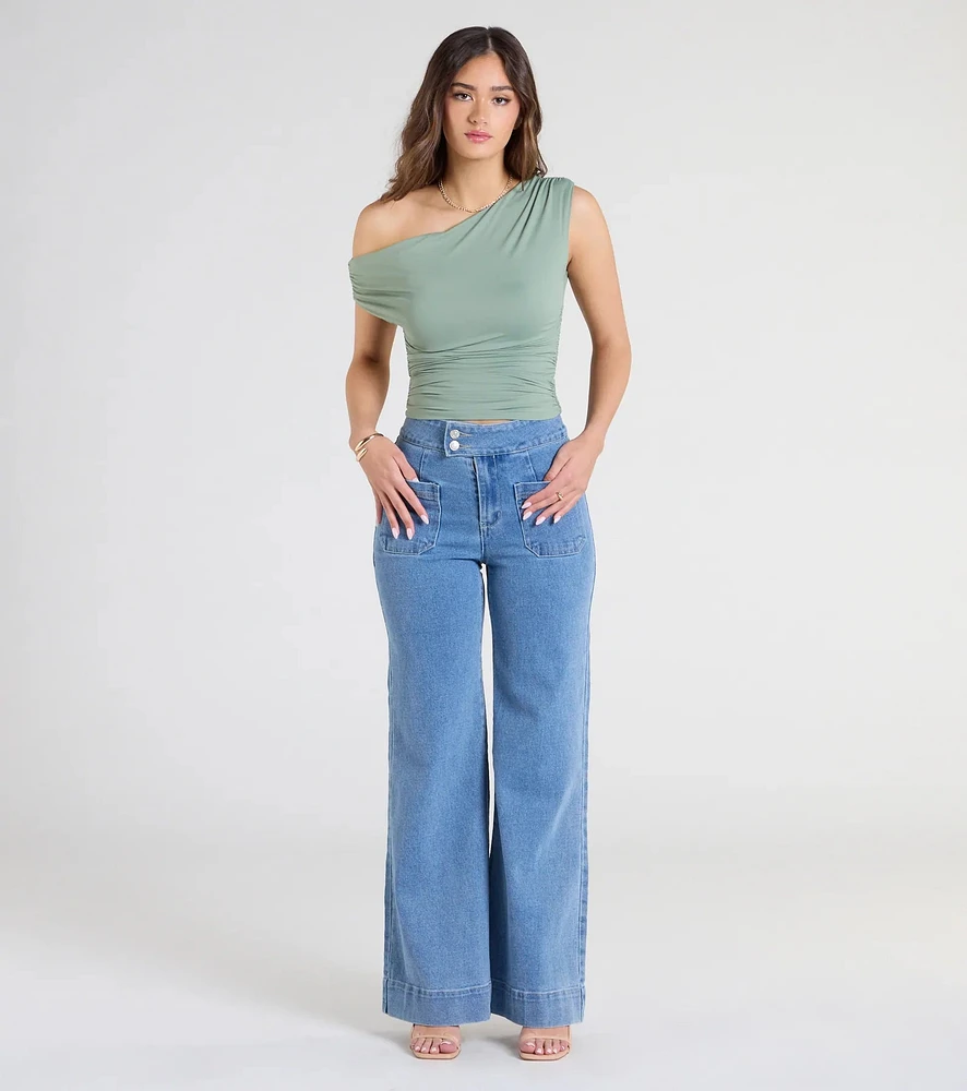 Flirty Style One Shoulder Crop Top