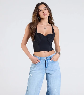 Romantic At Heart Lace Trim Crop Top
