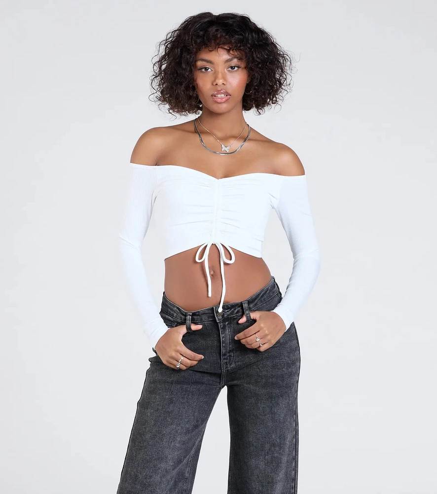 Sultry Perception Off-The-Shoulder Crop Top