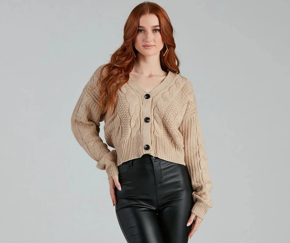 Cold Weather Cable Knit Cardigan