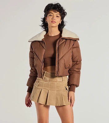 Cozy Trendsetter Sherpa Collar Puffer Jacket
