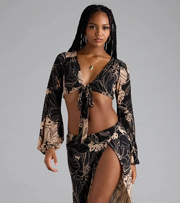 Under The Sun Tropical Tie-Front Crop Top