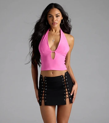 Paint The Town Lace-Up Mini Skirt