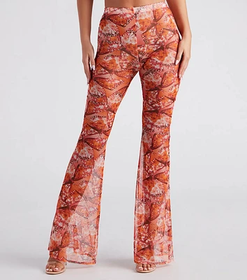 Dreamy Muse Butterfly Print Flare Pants