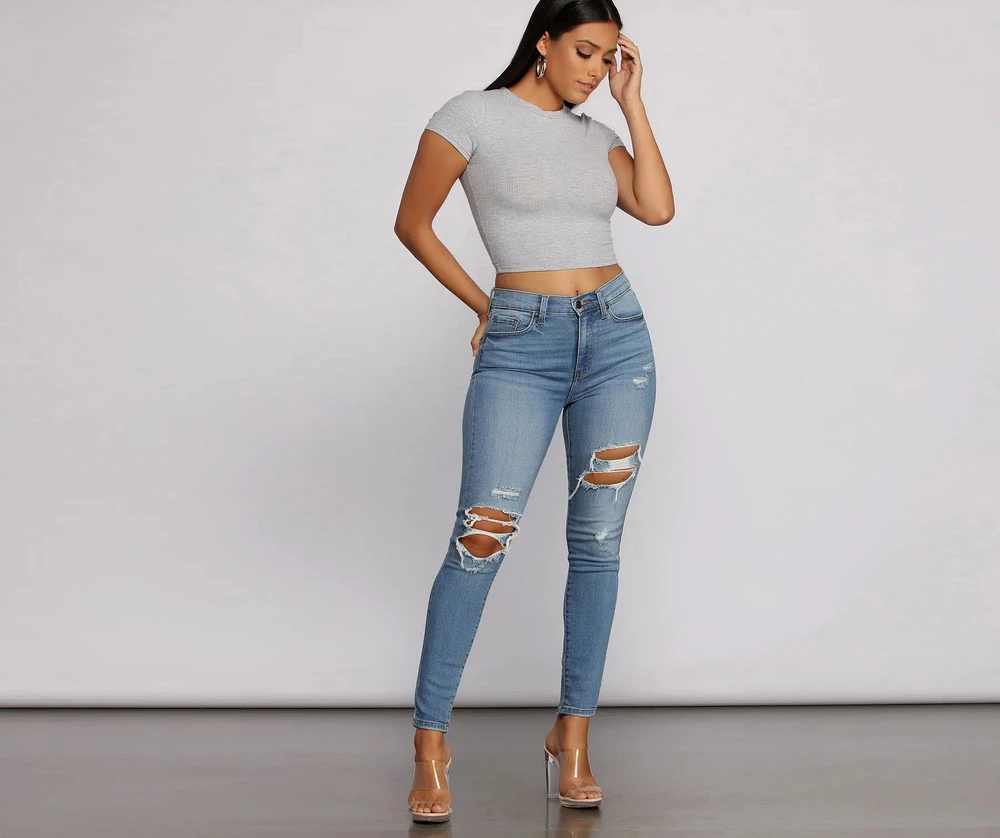 Bella Super High-Rise Destructed Skinny Jeans