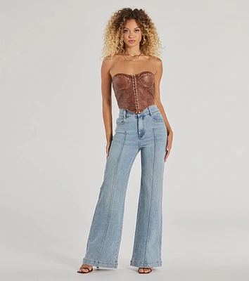 Stylish Refresh High-Rise Wide-Leg Denim Jeans