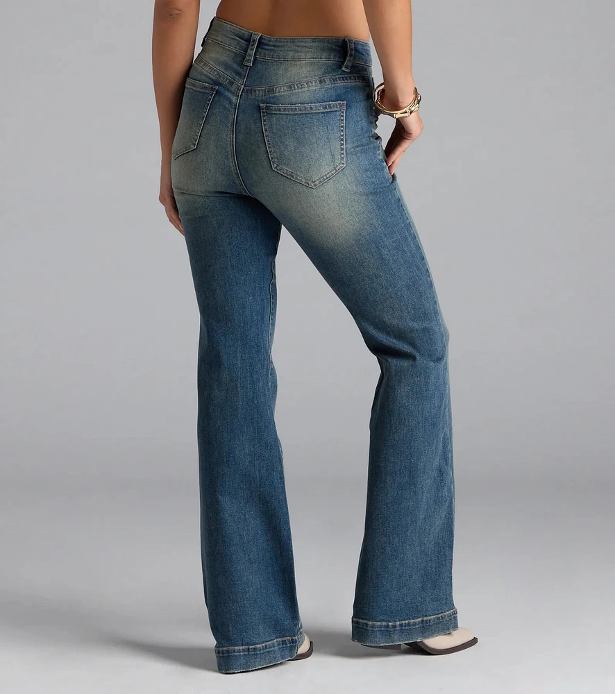 Word On The Street Mid-Rise Flare Denim Jeans